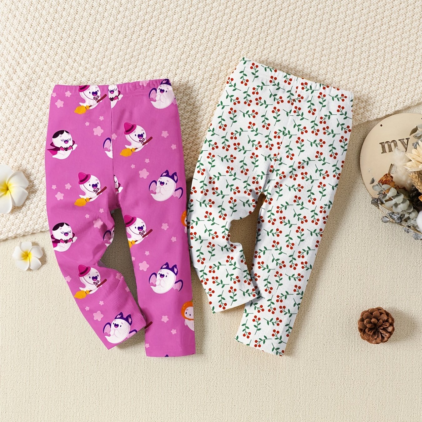 Toddler Girls Little Ghost & Flower Leggings Set 2pcs