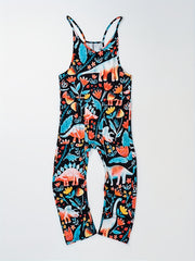Boho Plant Print Spaghetti Strap Jumpsuit V Neck