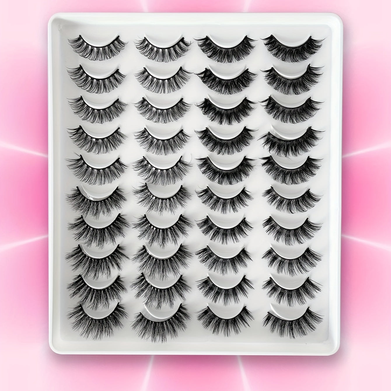 20 Pairs 3D Mixed Long/Short False Eyelashes Makeup Thick Fluffy Natural Look