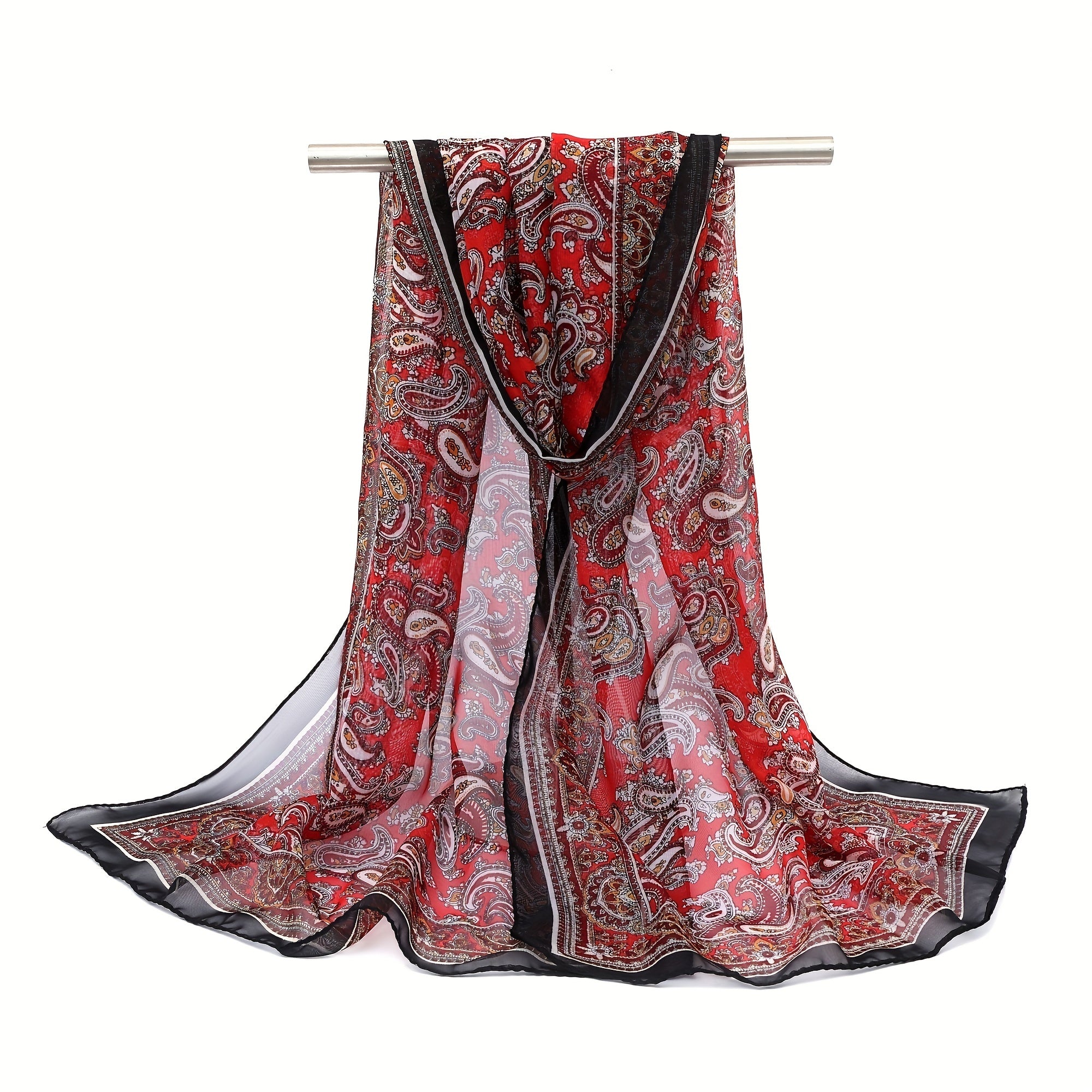 Boho Paisley Chiffon Scarf Long Shawl Breathable Travel Towel
