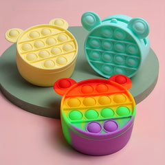 Kids Cartoon Silicone Coin Purse - Rainbow Bubble Pinch Decompression Coin Purse