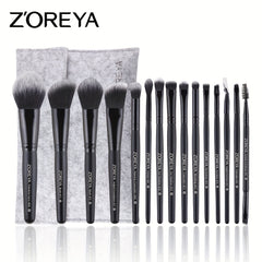 15pcs Makeup Brushes Set Natural Soft Synthetic Fiber Long Handle Cosmetics