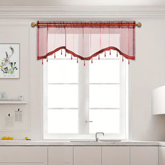 Modern S-Shaped Sheer Curtain Valance with Bead Edge - Home Decor