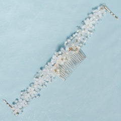 Flower & Pearl Hair Comb Vintage Hair Clip Bridal Wedding Accessory