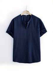 Men's Casual Short Sleeve Cotton Shirt for Summer Resort Vacation