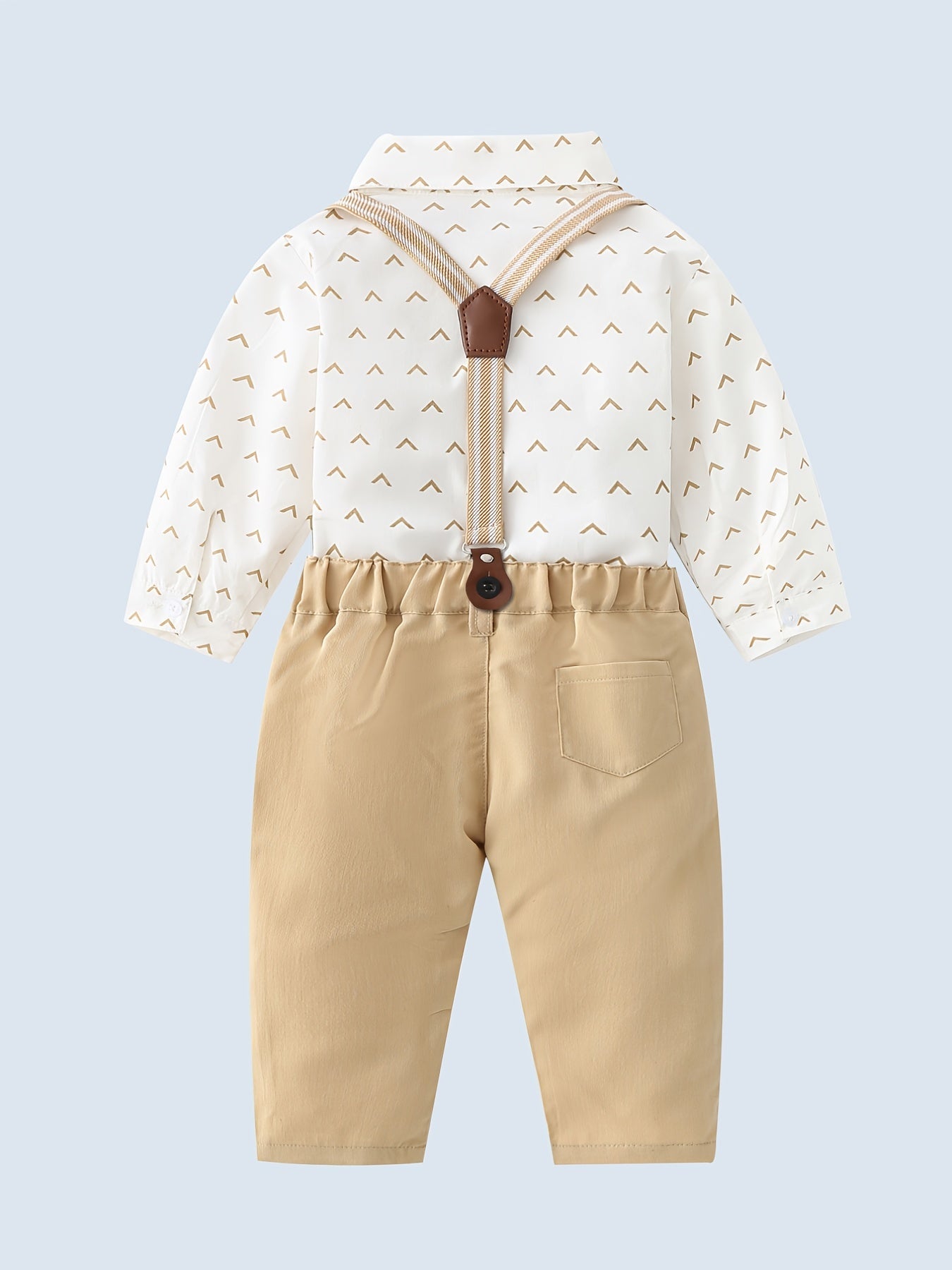 Baby Boys Gentleman Outfit Shirt Bowtie Suspender Pants Clothes