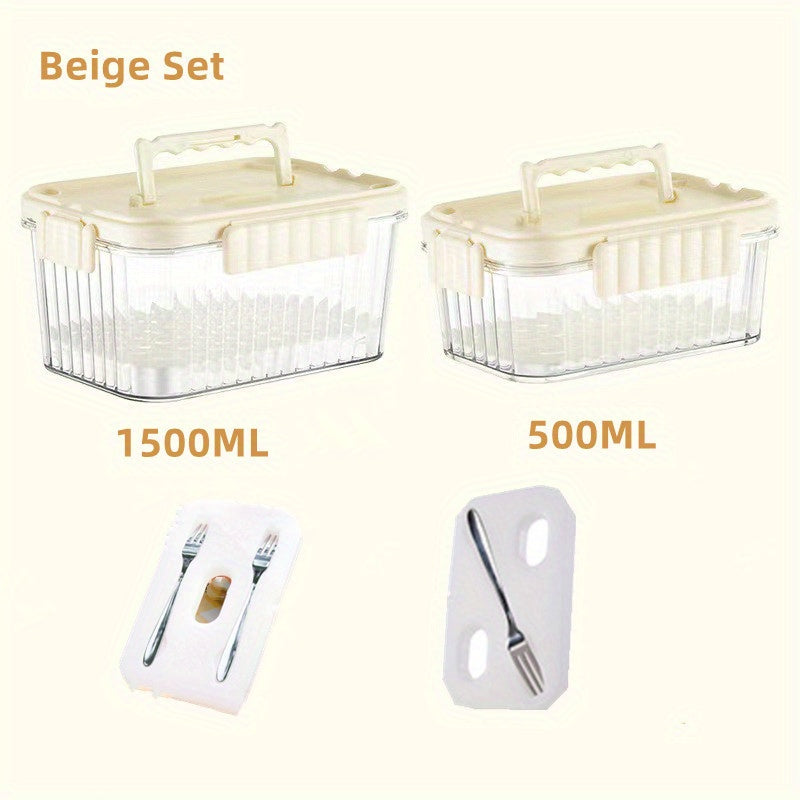 2pcs Fruit Box With Fork Outdoor Camping Storage Box