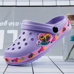 Kids Clogs Garden Shoes With Charms Lightweight Non-slip Beach Shoes