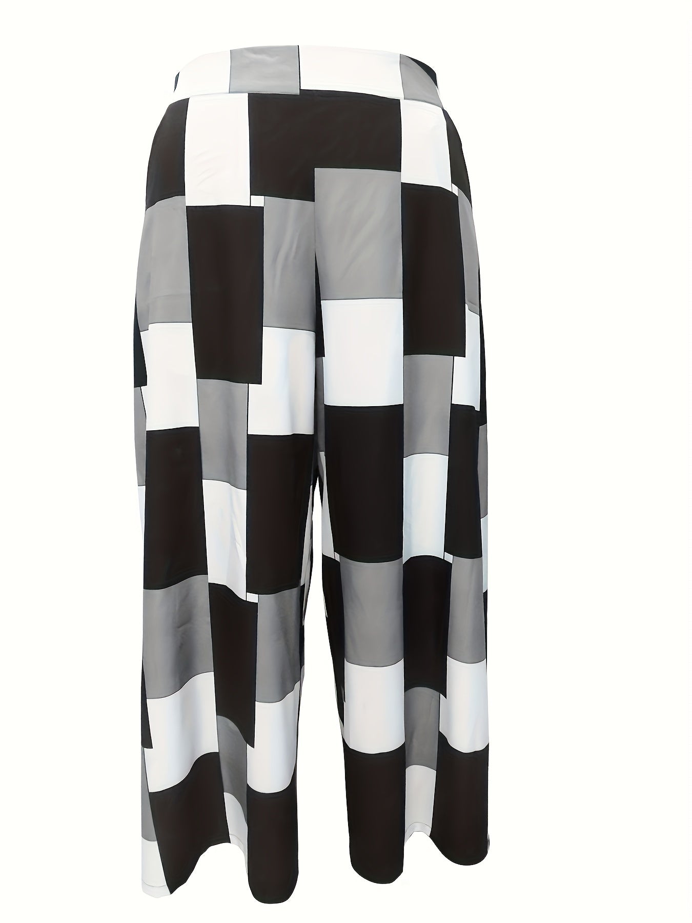 Women's Checkerboard Print Wide Leg Trousers