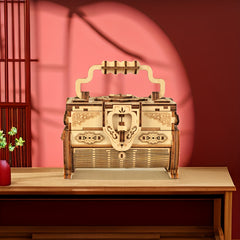 Rustic 3D Stereo Jigsaw DIY Basswood Music Box Antique Style Mechanical Assembly