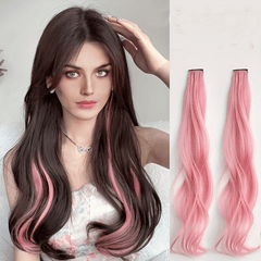 8 Cm Clip In Wavy Curly Hair Extensions - Party Highlight Colorful Hair Pieces