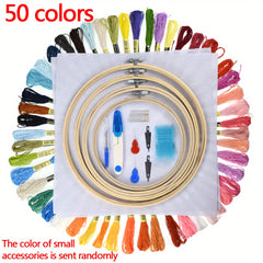 Embroidery Kit 100 Colors Threads 5 Pcs Hoops & Tools Set