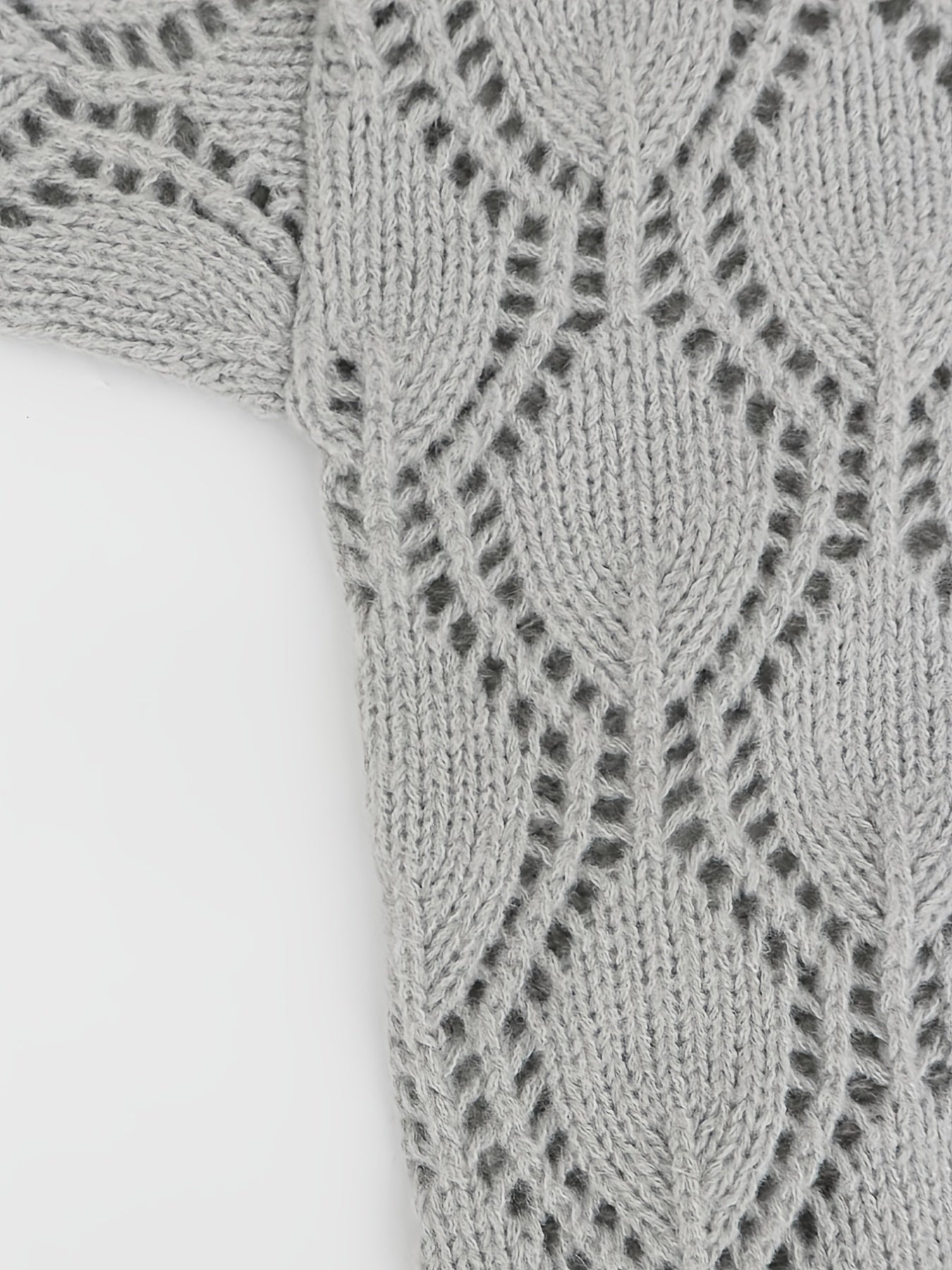 Casual Sweater Women's Plus Solid Hollow Out V Neck