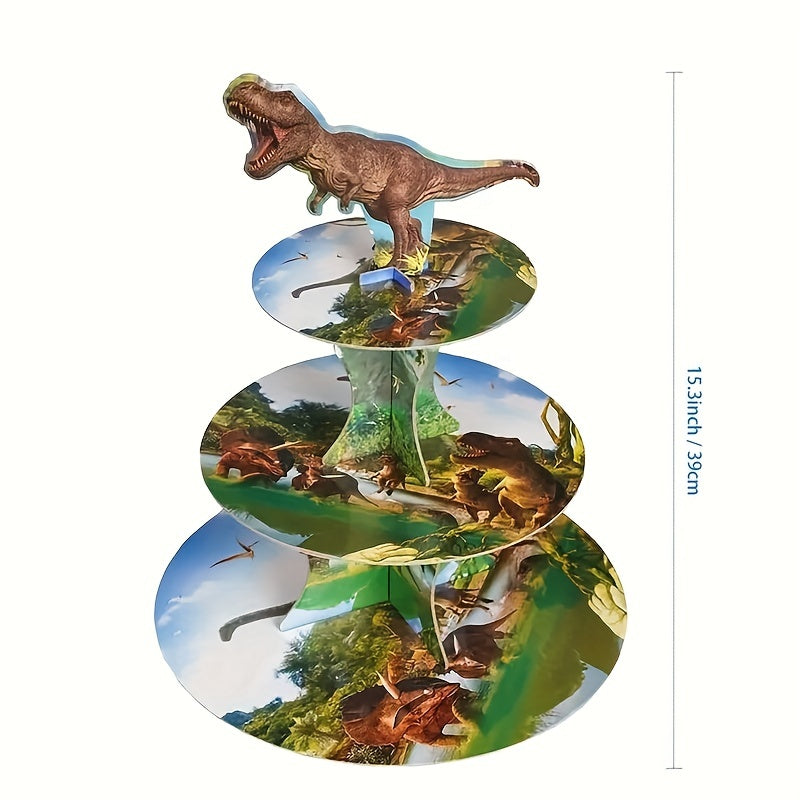 Dinosaur Cupcake Stand 3 Tier For Boys Birthday Party