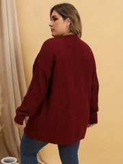 Women's Solid Argyle Long Sleeve Cardigan With Pockets