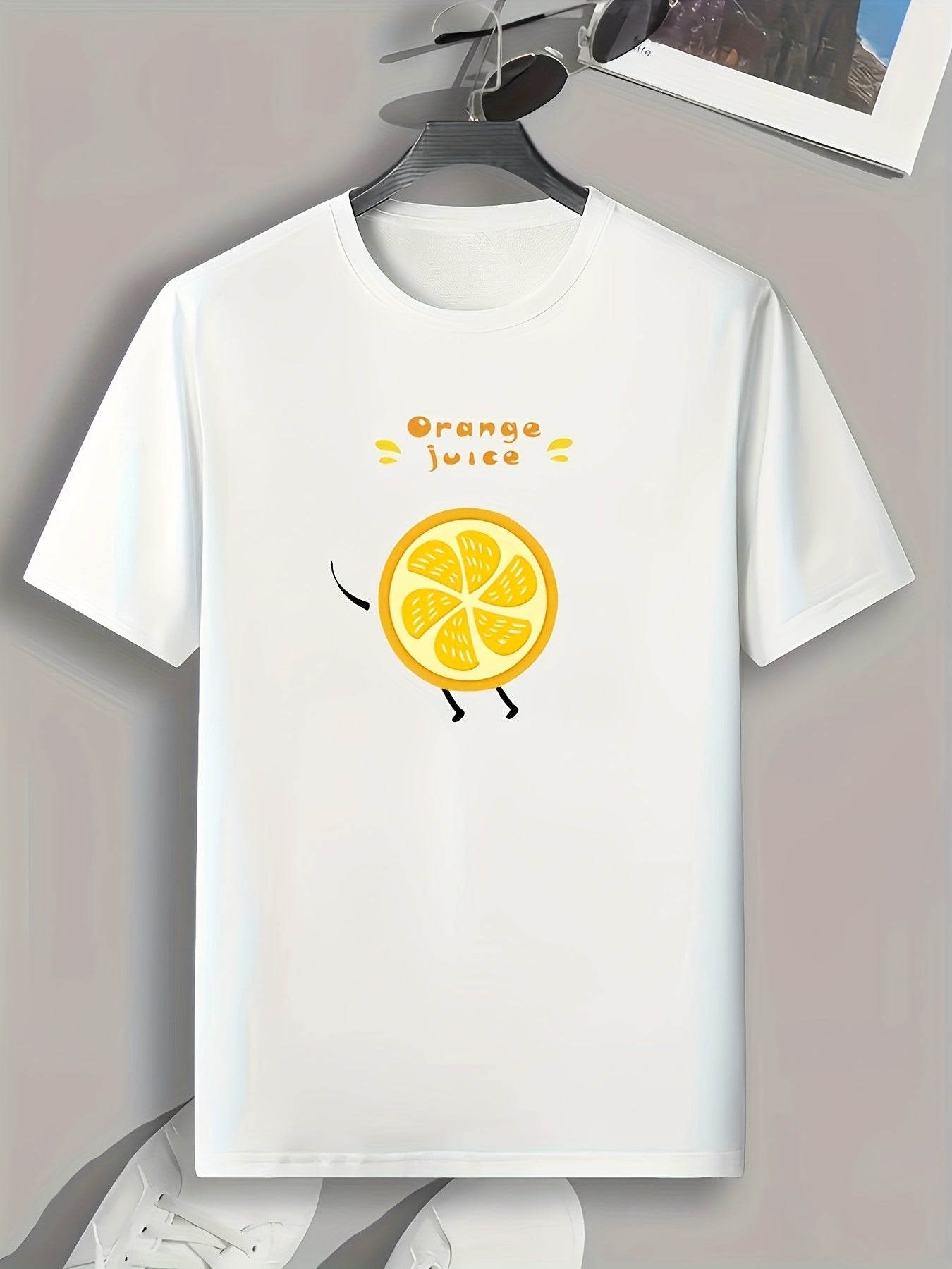 Orange Pattern Print Men's Sports T-shirt Graphic Tee