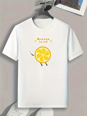Orange Pattern Print Men's Sports T-shirt Graphic Tee
