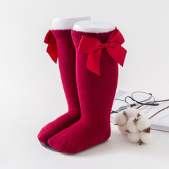 Girls Knee High Socks with Bow Detail