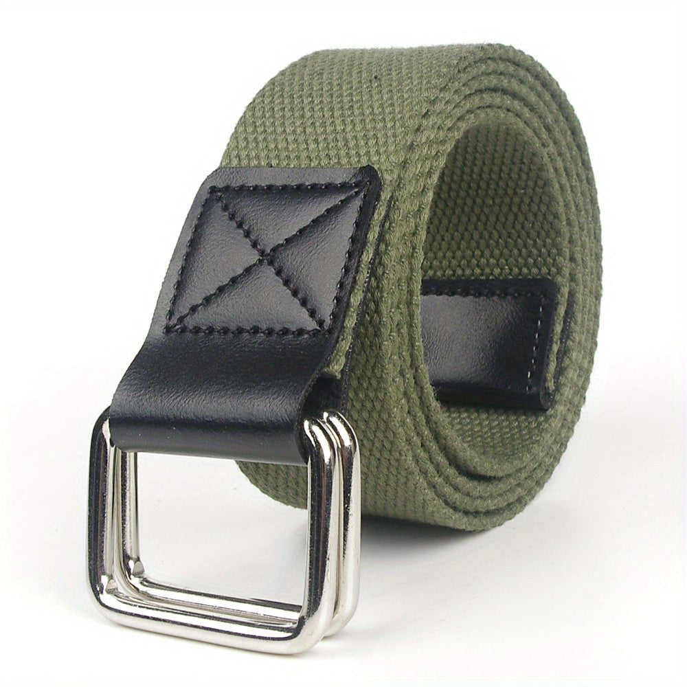 Canvas Belt Men's Wide Double-Ring Buckle Jeans Belt