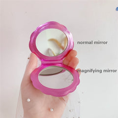 Shell Glitter Double Sided Compact Makeup Mirror