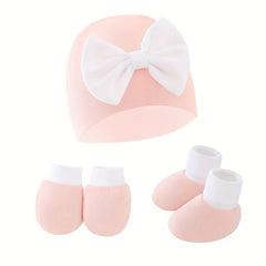 Newborn Baby Hat And Mittens & Toddler Beanie Cap & Non Slip Socks