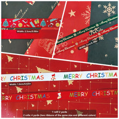 2 Rolls Christmas Ribbon Polyester Satin Wired Ribbon 66 Meters
