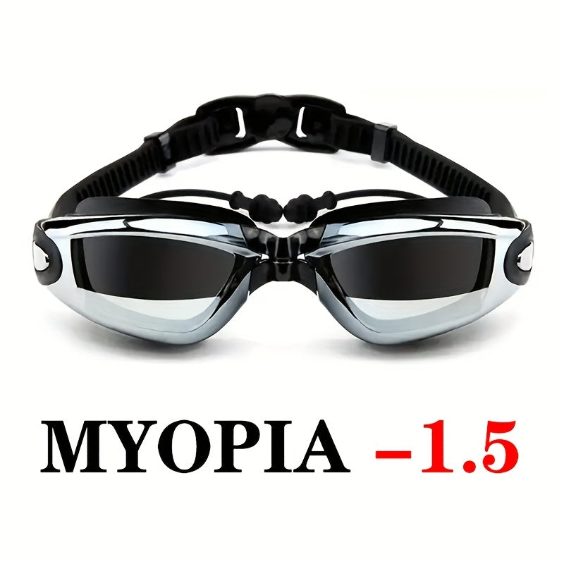 Waterproof Swim Goggles With Earplugs Anti Fog HD Myopia Swimming Glass
