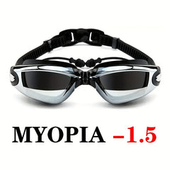 Waterproof Swim Goggles With Earplugs Anti Fog HD Myopia Swimming Glass