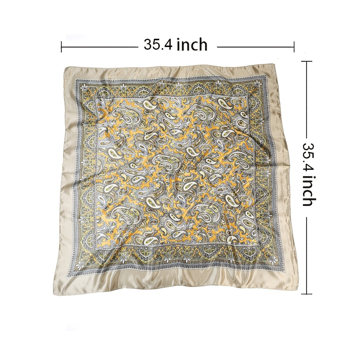 Simulated Silk Square Printed Scarf Turban Ladies Accessories Satin Shawl