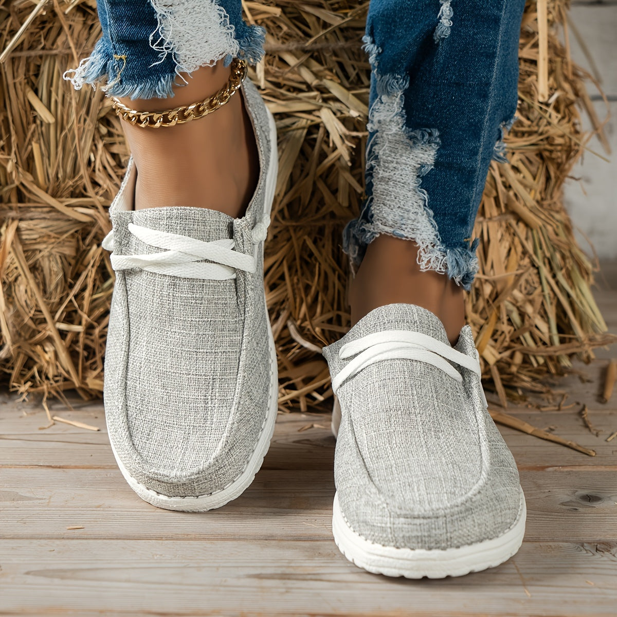 Women's Lightweight Canvas Shoes Low Top Lace Up Solid Casual Walking Shoes