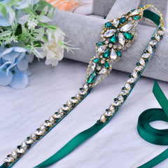 Bridal Rhinestone Sash Glass Crystal Waist Belt Wedding Bridesmaid Accessory