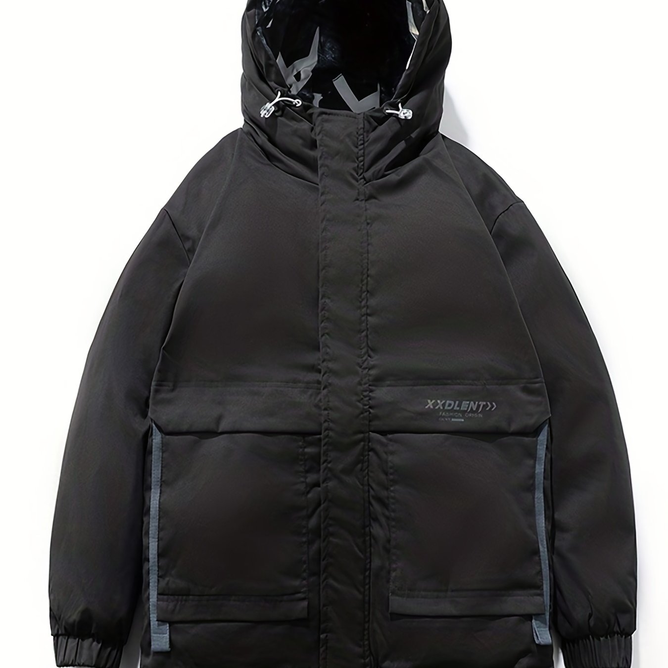 Men's Hooded Puffer Jacket Loose Fit Big Pocket Duck Down Coat for Winter
