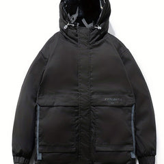 Men's Hooded Puffer Jacket Loose Fit Big Pocket Duck Down Coat for Winter