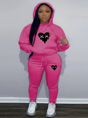Heart Graphic Hoodie & Joggers Set