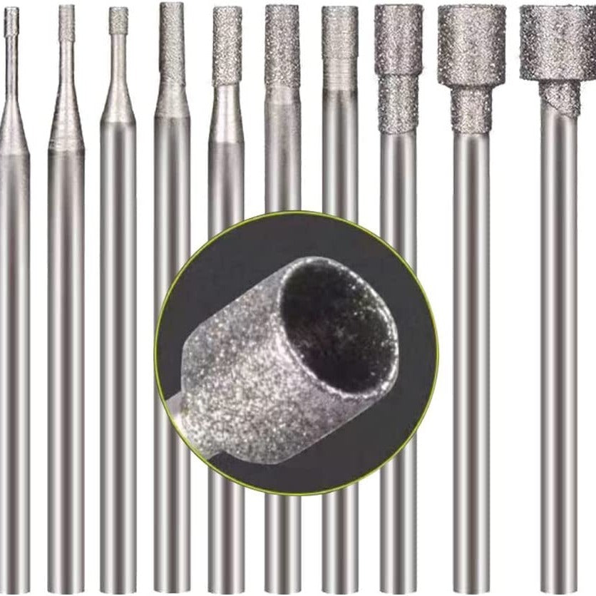 10-Piece Set of Jade Carving Tools with Diamond Grinding Heads & Jadeite Needles