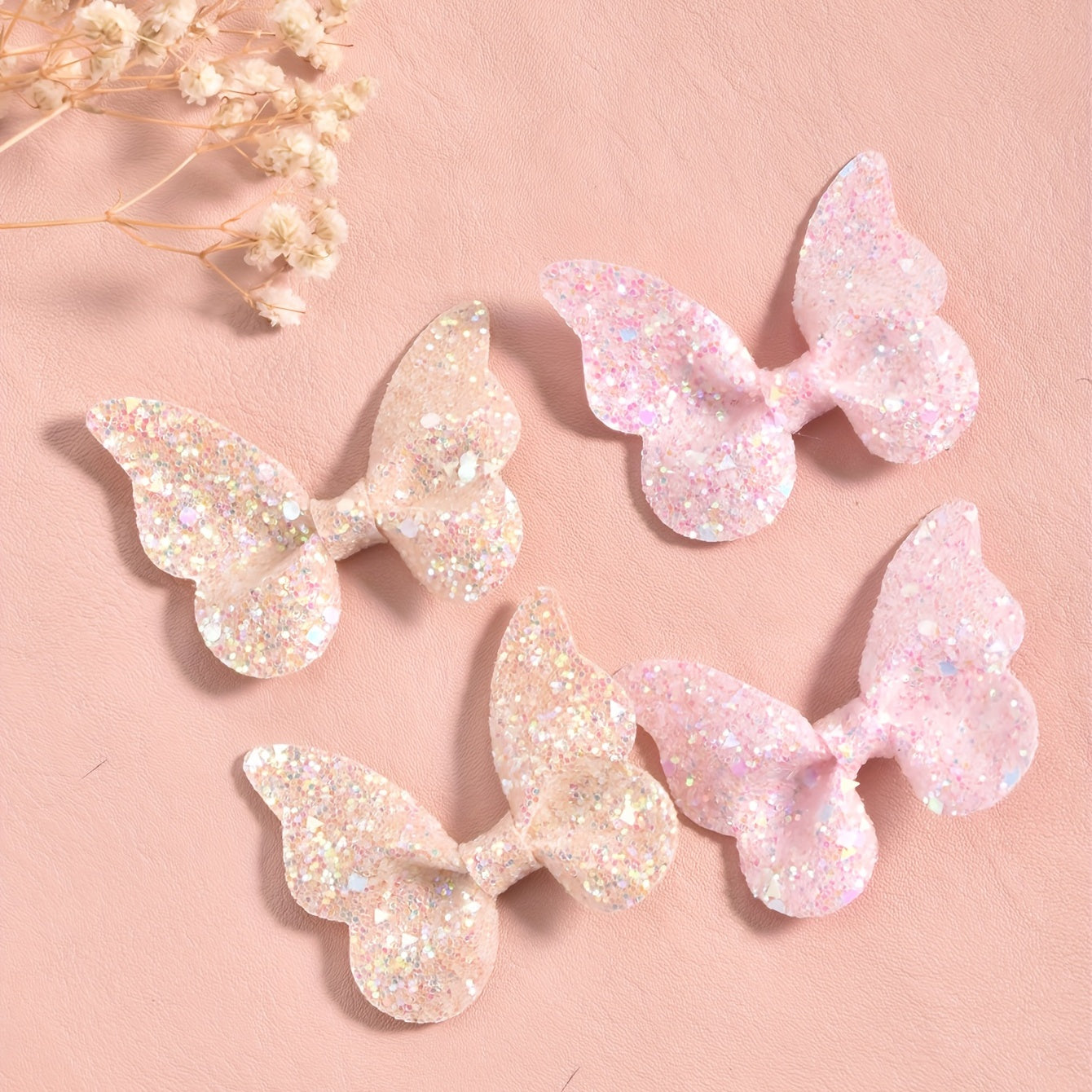 4pcs Girls Butterfly Hair Clip Set Glitter Sequin Side Clip Headwear Gift