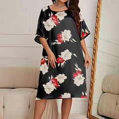 Floral Print Short Sleeve Sleep Dress