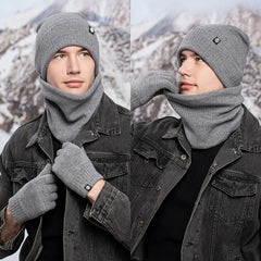 Winter Warm Hat Scarf Gloves Set Windproof Knitted Hat Three piece