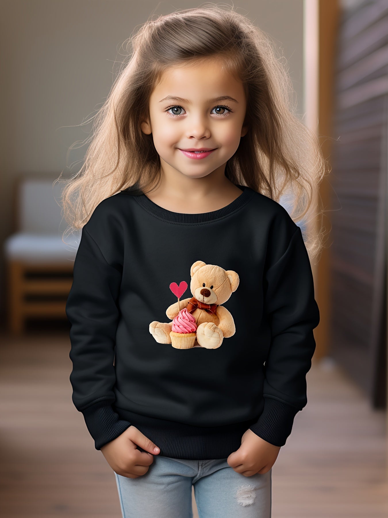 OERYUI Cute Bow Bear Graphic Sweatshirt for Kids