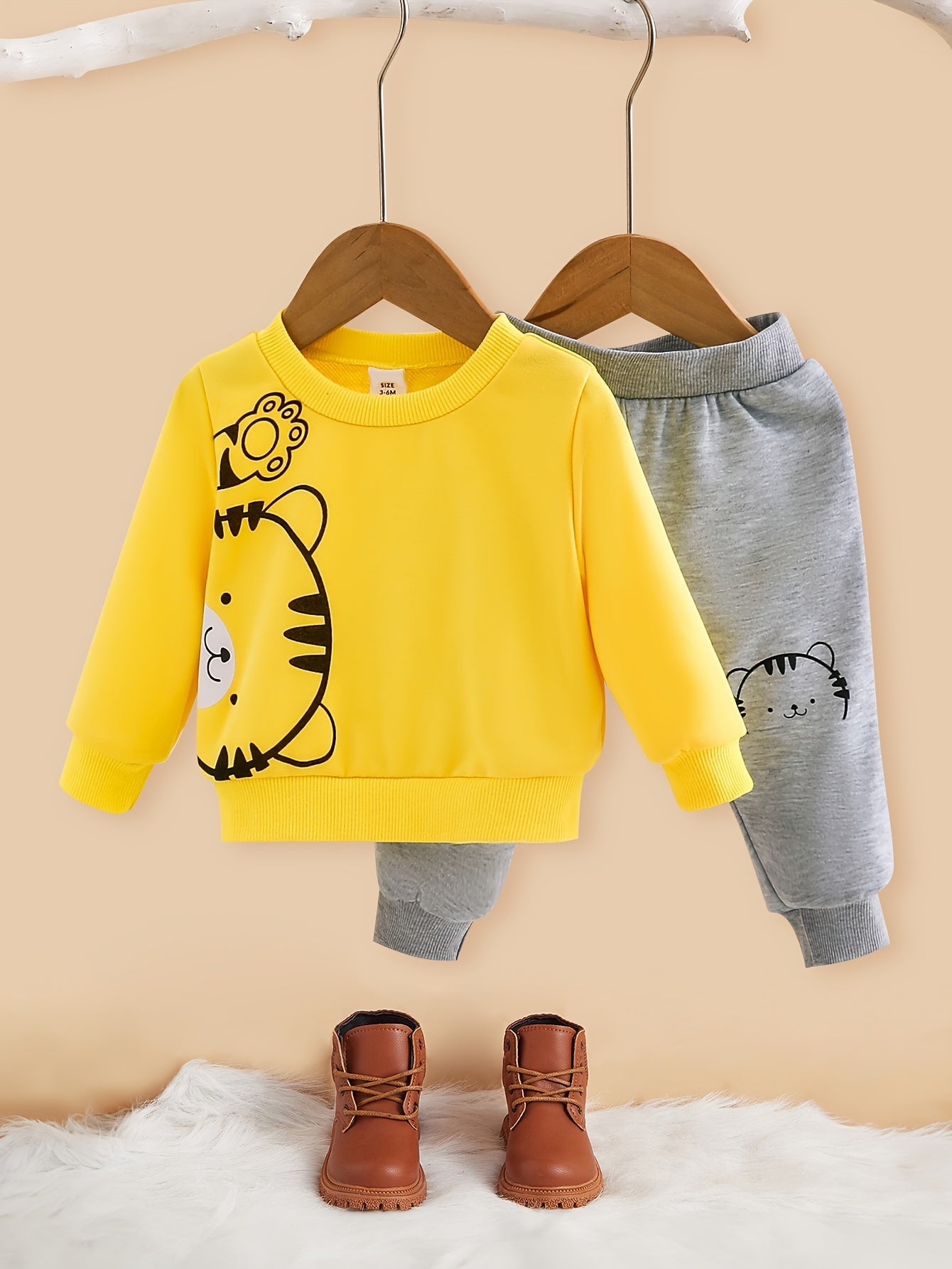 Boys Cartoon Print Sweatshirt Top Trousers Set Toddler Baby Outfit