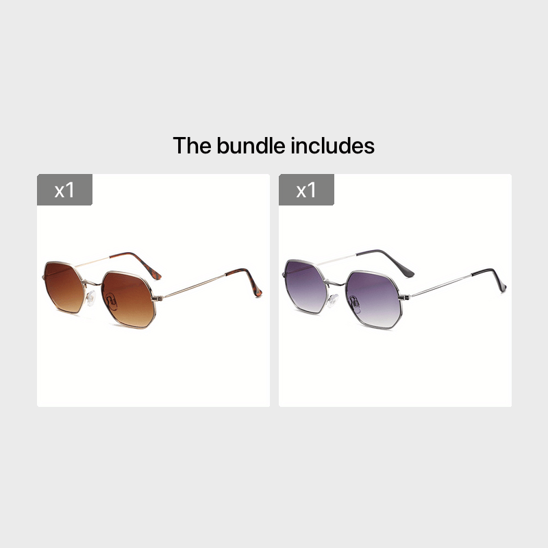 Men's Metal Small Frame Sunglasses Retro Sided with Hard Box