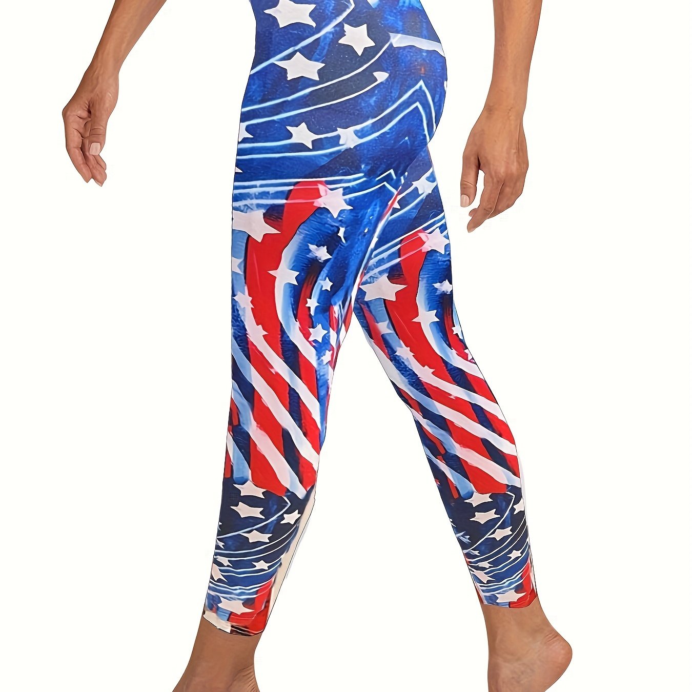 Flag Print Skinny Leggings High Waist Stretchy Leggings