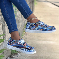 Women's Geometric Canvas Lace-Up Sneakers