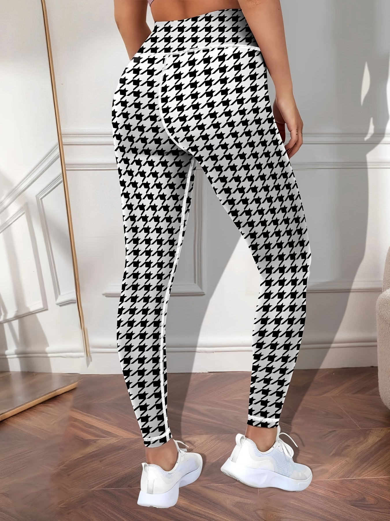 Houndstooth Pattern Yoga Workout Pants for Women