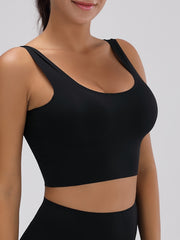 Sexy U Neck Wide Straps Sleeveless Crop Top