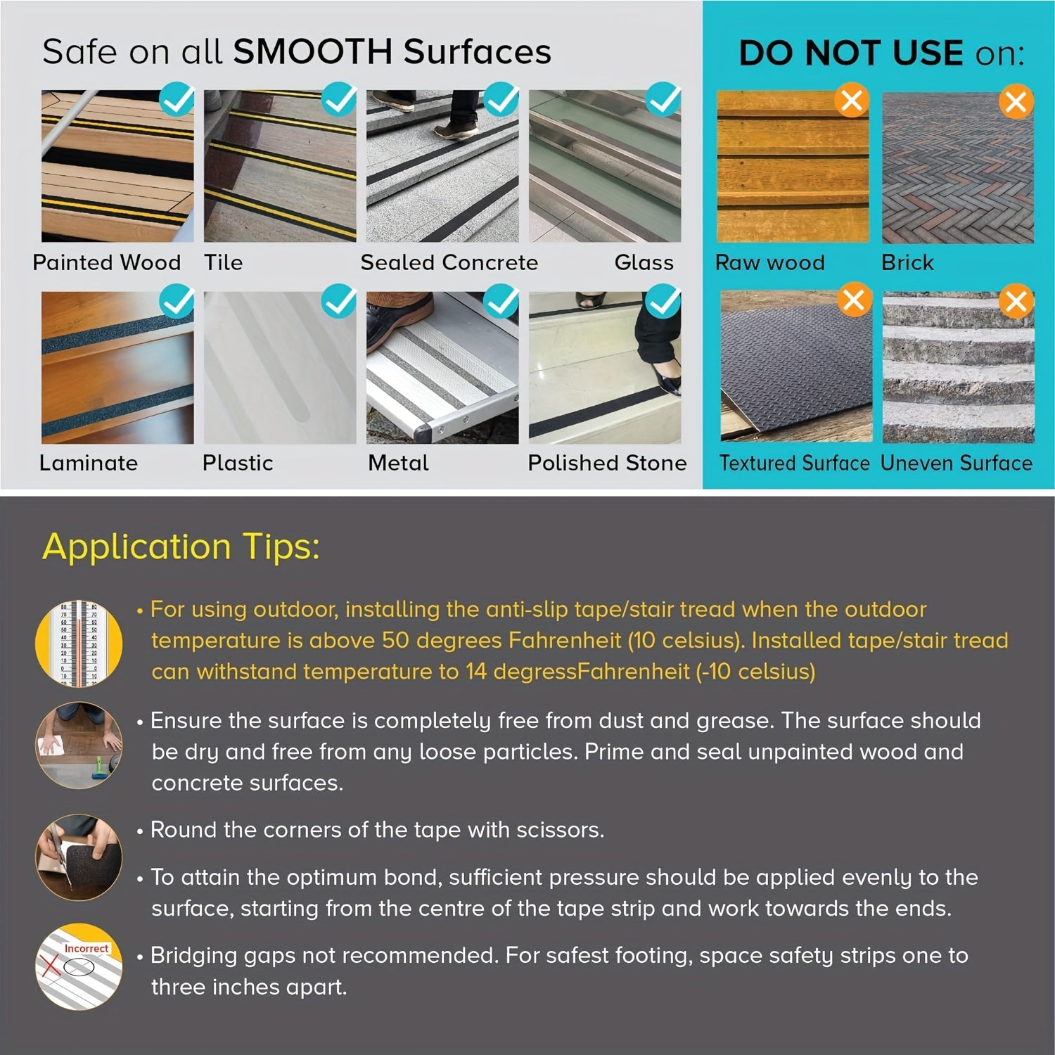 10pcs Anti Slip Traction Treads 15 X 60 Non Slip Grip Tape Grit Outdoor Non Skid