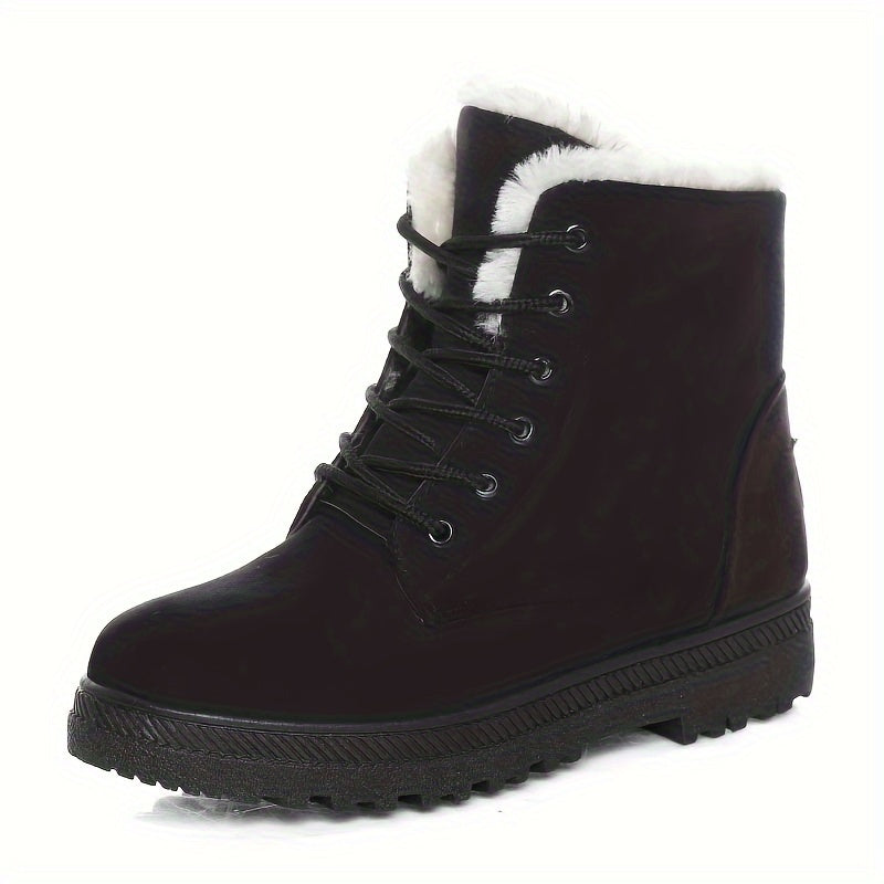 Women's Winter Snow Boots Non Slip Lace Up Thermal Mid Calf Boots