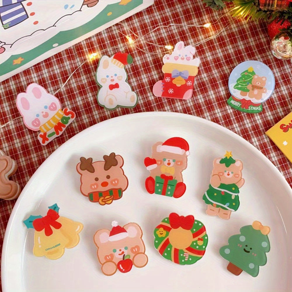 11pcs Christmas Rabbit Bear Brooch For Girls