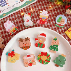 11pcs Christmas Rabbit Bear Brooch For Girls