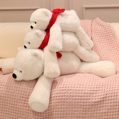 Polar Bear Plush Doll Soft Stuffed Animal with Red Scarf - Gift Home Decor